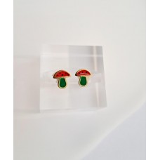 Παιδικά Σκουλαρίκια Χρυσά με Σμάλτο - Μανιτάρι (KID128)